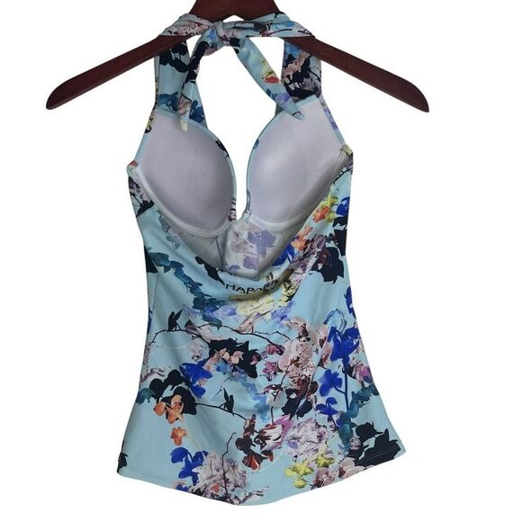 Hapari Womens Floral Halter SPF 50+ Tankini Top Swimwear Multicolor Small - Picture 3 of 14